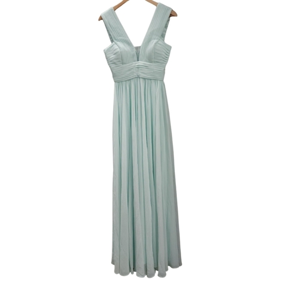 BarianoAustralia Clairibel pleated maxi Chiffon Mint SleevelessProm Formal Dress - Picture 1 of 11